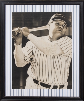 Babe Ruth Signed Photographic Poster In 19 1/2 x 25 Framed Display (PSA/DNA)